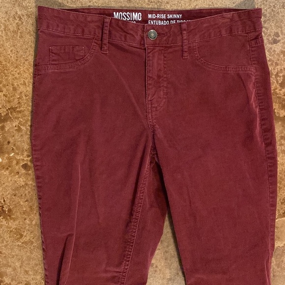 MOSSIMO Supply Co. wine red corduroy mid rise skinny stretch cropped ankle pants - Picture 2 of 6